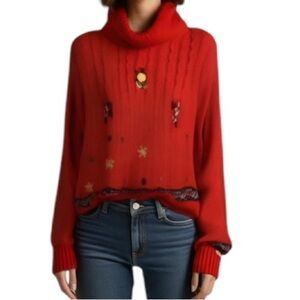 Vintage Floral Embroidered Sweater size L